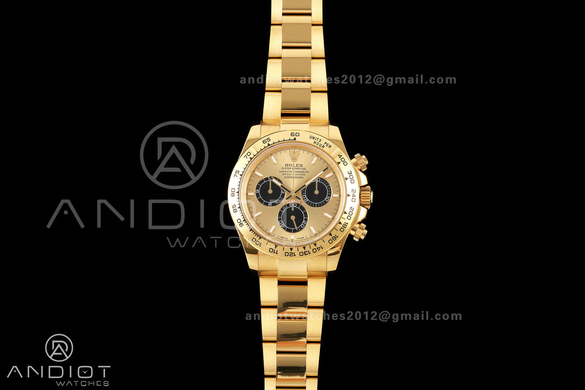 Daytona 126508 QF 1:1 Best Edition YG/Black Dial on YG Bracelet JH4131 (Free Sprung) 